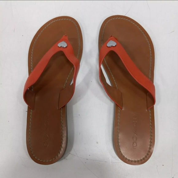 Coach FG2097 Designer Red Ellis Women's Thong Flip Flops Sandals Size 9 - Picture 2 of 4